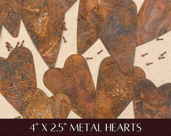 Primitive Rusty Tin Heart, Rustic Metal Hearts, diy crafts & craft supplies, heart ornament for Christmas tree, for wall decor, for wreath