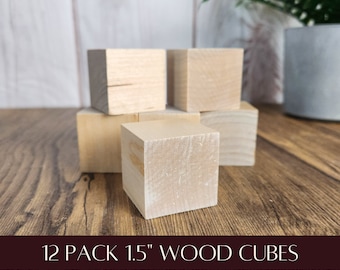 Unfinished Wood Blocks for Crafts Set of 15, 1.5 inch Wood Block for Alphabet Blocks, Ready to Paint Sanded Wood Blocks for Words, DIY Name