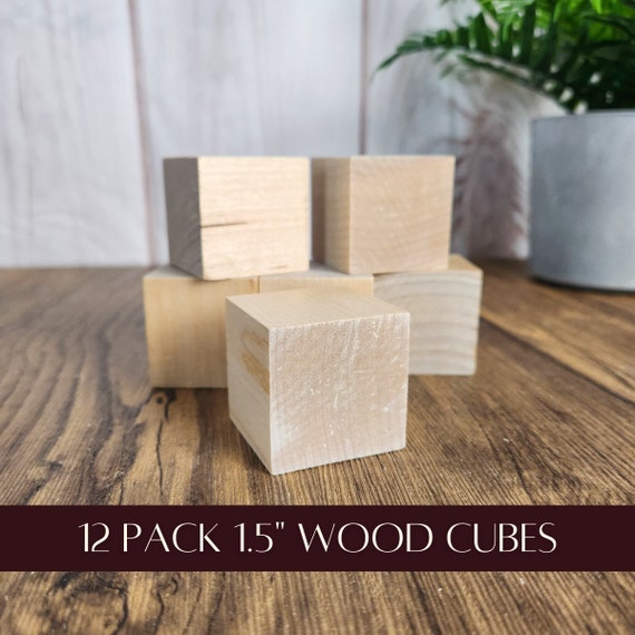 Unfinished Wood Blocks for Crafts Set of 15, 1.5 Inch Wood Block for  Alphabet Blocks, Ready to Paint Sanded Wood Blocks for Words, DIY Name 