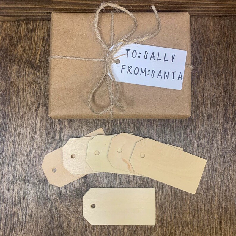 Example of using DIY gift tags for a Christmas present from Santa.