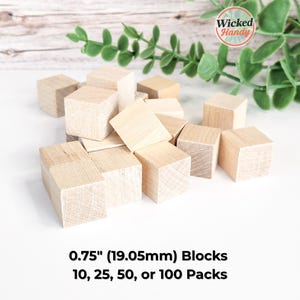 Birch Wood Cubes: 3/4" Craft Blocks for DIY & Montessori (10-100 Pack)