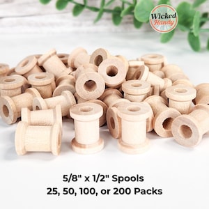 Unfinished Maple Wood Spools 5/8" - DIY Craft & Jewelry Blanks (25-200 Pack Options)