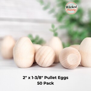 2″ Unfinished Wood Eggs – 50-Pack Smooth Hardwood for Easter Crafts, Montessori Sorting, DIY Painting & Rustic Décor