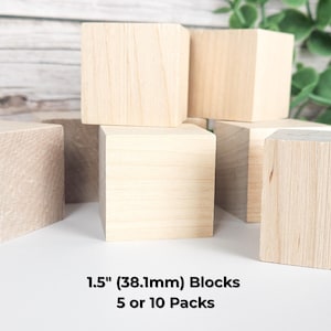 Unfinished Birch Wood Cubes: Montessori Craft Blocks, DIY Engraving - 1.5 Inch