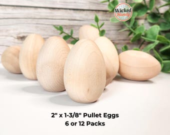 Unfinished Wood Eggs: 2" Hardwood Craft Eggs for Easter & Montessori