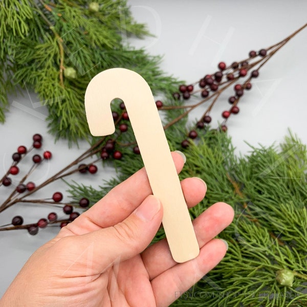 Bulk Wooden Candy Canes, Candy Canes for Crafts, Christmas Wood Crafts, DIY Christmas Ornaments, Unfinished Wood Cutouts, Shepherds Crook