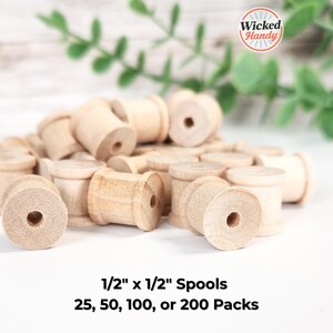 Mini Maple Wood Spools 1/2" - Jewelry Making, Crafts, Montessori (25-200 Pack)