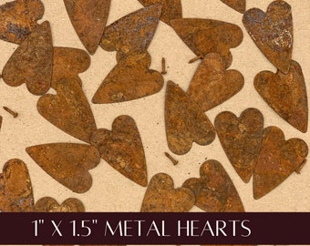 Bulk Rusty Hearts, Metal Hearts, Primitive Hearts, Rustic Metal Hearts, Tin Hearts for Garlands, for Wreaths, Heart Cutouts, Craft Hearts