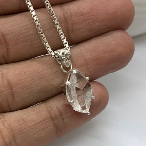 Natural Herkimer Diamond Pendant Herkimer Necklace 925 Sterling Silver Pendant Diamond Quartz Pendant Silver Tiny Dainty Pendant Gift for