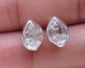 Natural White Herkimer Diamond 925 Solid Sterling Silver Stud Earring Handmade Items Stud Earring Jewelry Gift For Her Women  Earrings