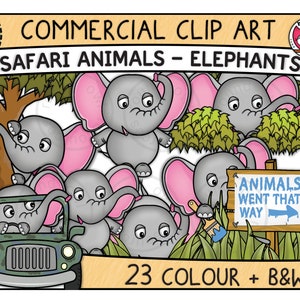Animal Safari Clipart - Elephants