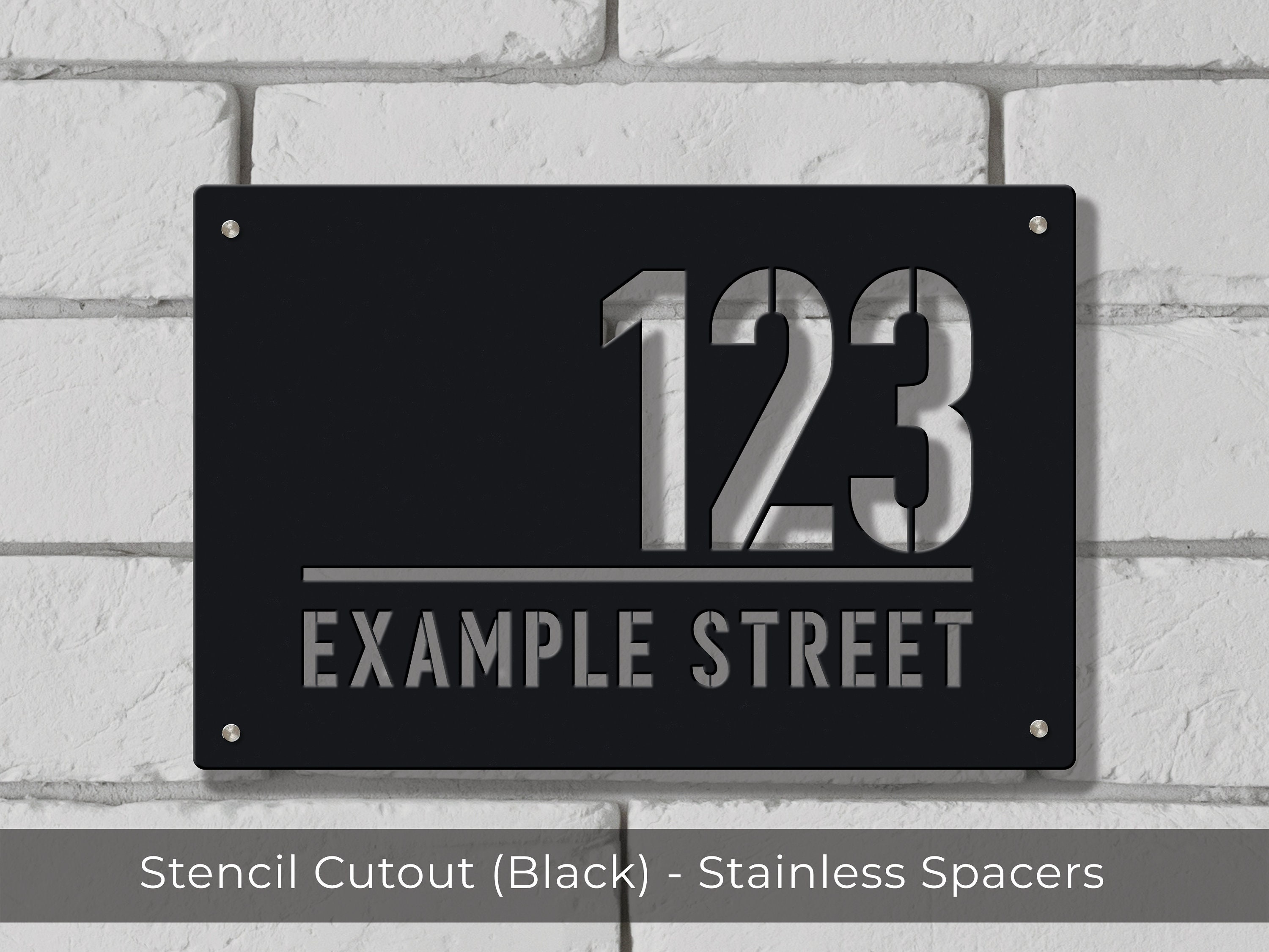 Address Sign / House Number With Stainless Steel Offset Spacers Etsy