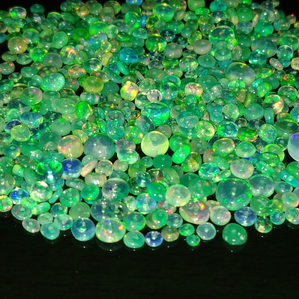 50 PCS GOOD QUALITY Green Ethiopian Opal Beaded Beads Natural Gemstone Opal Electric Fire Ethiopian Opal Loose Bead