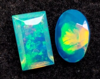 NATUURLIJKE ETHIOPISCH OPAL Cut losse edelsteen Opal Faceted goede kwaliteit Rainbow Fire Sky kleur perfecte ringmaat Opal mm 7x5x3/7x4x3