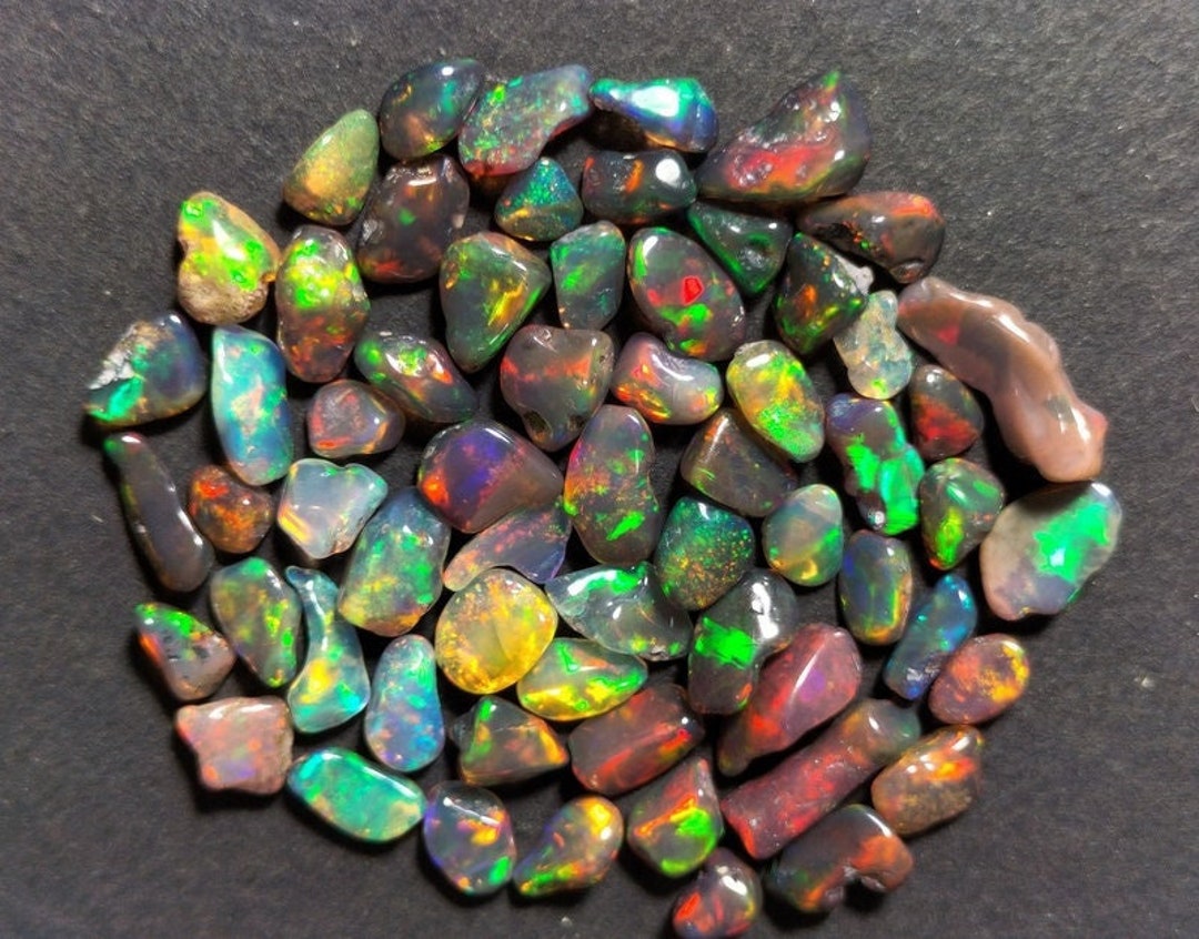 100 PCS AAA QUALITY Ethiopian Opal Black Colour Polished Rough Natural ...