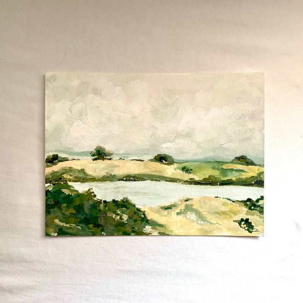 Original Impressionist Landscape in Gouache and Watercolor