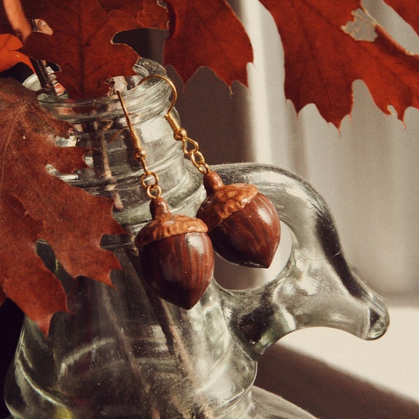 Hand Made Polymer Clay Acorn Earrings