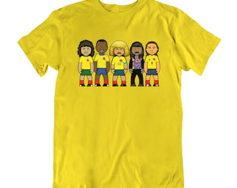 Colombia Football Legends T-Shirt, Adult Kids Baby Sizes Available, Sport Inspired, Cotton Tee