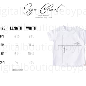White Rabbit Skins 3401 Infant Cotton Jersey T-Shirt Size Chart
