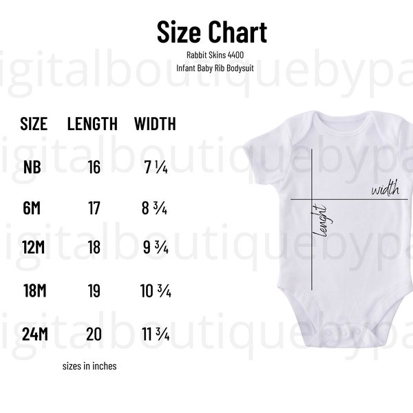 White 4400 Size Chart Rabbit Skins Size Chart Infant Bodysuit Size Chart Rabbit Skins Sizes Unisex Bodysuit Rabbit Skins 4400 Size Chart
