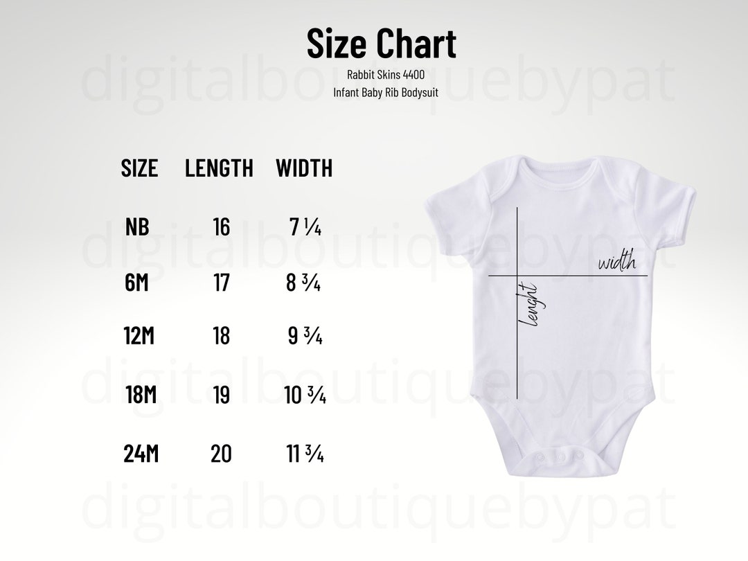 4400 Size Chart Rabbit Skins Size Chart Infant Bodysuit Size Chart ...