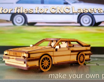 Set of VECTOR FILES for make Audi Quattro Typ 85. Layout file for lasercut machine. material plywood 4mm or 3,5mm