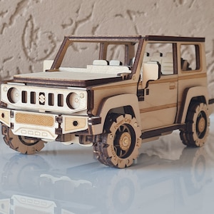 Conjunto de ARCHIVOS VECTORIALES para la fabricación de Suzuki JIMNY 2021. Archivos de diseño para máquina de corte por láser. Material madera 3 mm