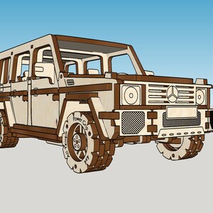 Set of VECTOR FILES for make Mercedes-Benz G500 from plywood. Layout FILES for lasercut machine. material plywood 3mm