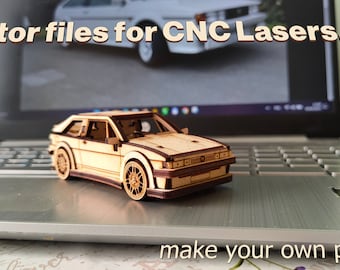 Set of Vector FILES for make VW Scirocco MK2 . Layout file for lasercut machine. material wood 3.5mm