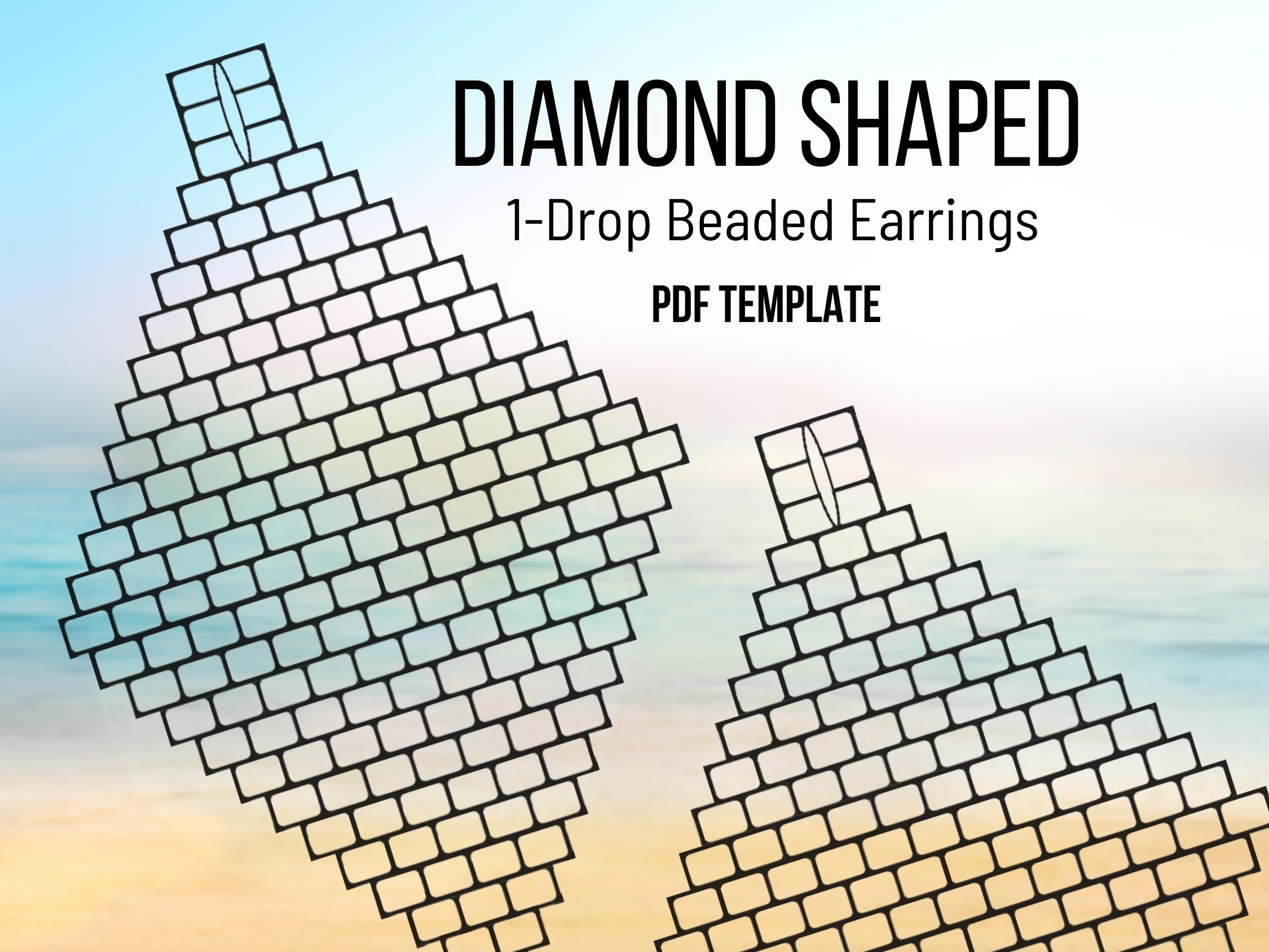 Plantilla de pendientes de cuentas con forma de diamante – Patrón Brick Stitch de 1 drop en PDF, compatible con Procreate, descarga instantánea