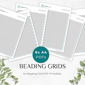 Printable Beading Grid Graph Paper – 6 PDF Templates for Brick Stitch, Fringe, Square Stitch Beadwork Design – Instant Download