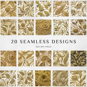 Gold Beads and Pearls Digital Paper: 20 Seamless Patterns (12x12 PNG)