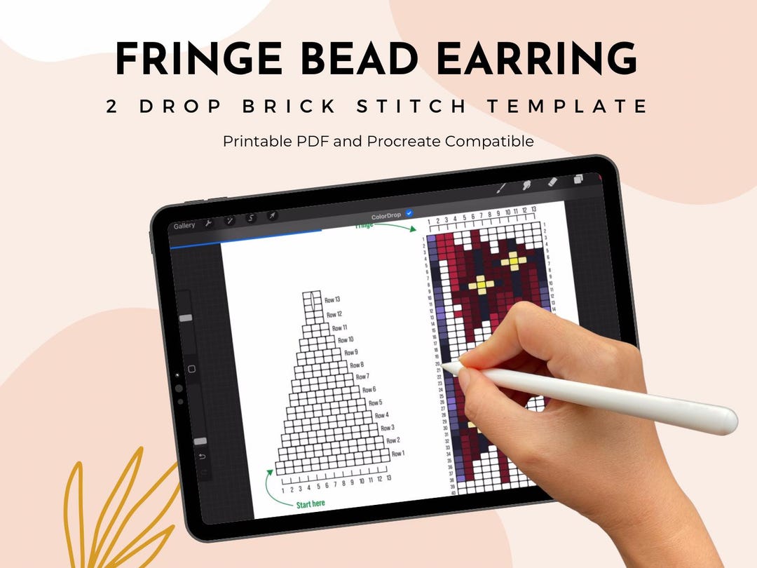 Fringe Earrings Pattern: Brick Stitch Beading Template (digital ...