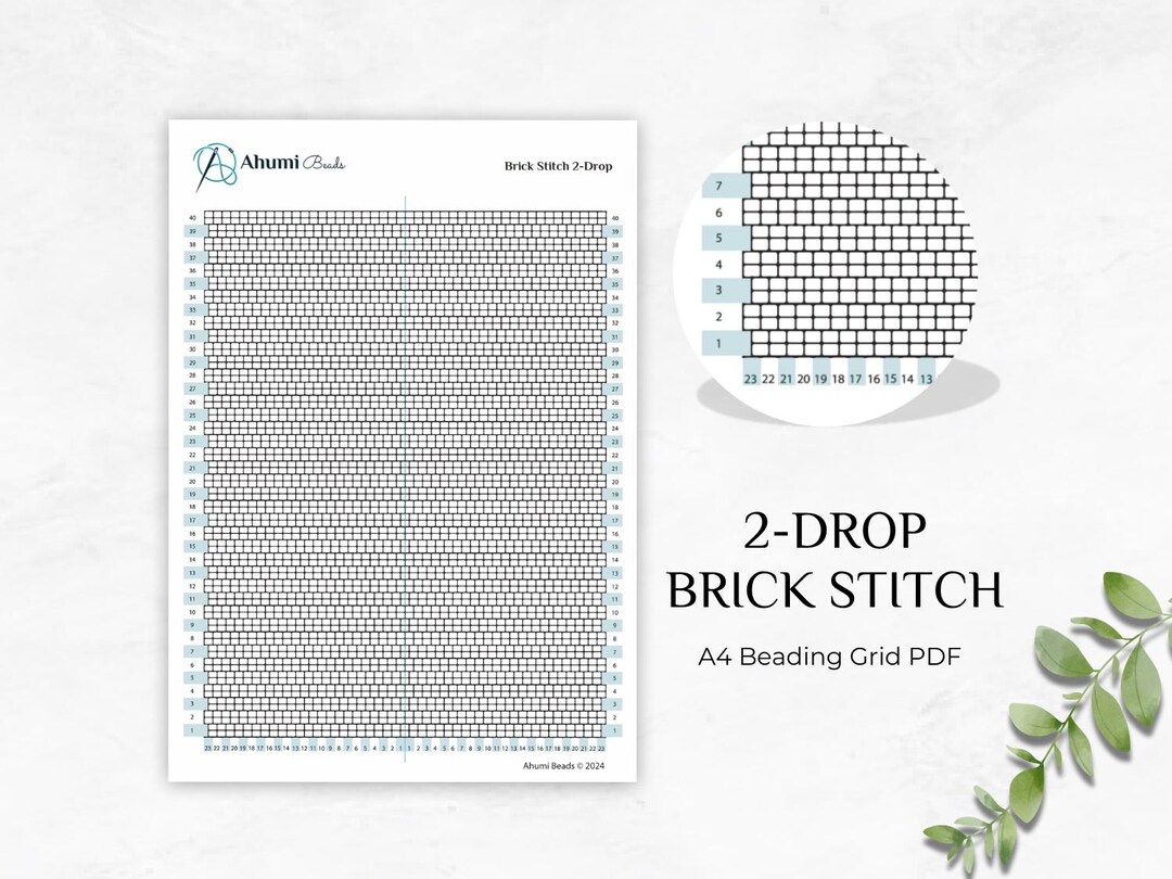 Brick Stitch 2-drop Beading Grid Paper, Single A4 Printable Beading ...