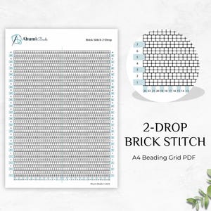 Brick Stitch 2-drop Beading Grid Paper, Single A4 Printable Beading ...
