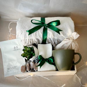 Caja de regalo Hygge con manta, para enviar un abrazo, pensando en ti, regalo de pronta recuperación, regalo para mujeres, regalo de duelo, regalo de ánimo, agradecimiento