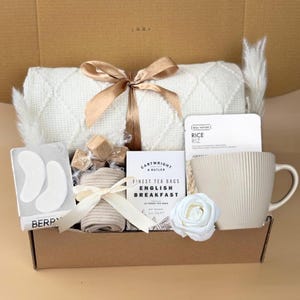 Pamper Hamper Gift Box UK , Blanket, Tea, Socks, Self-Care Package for Her