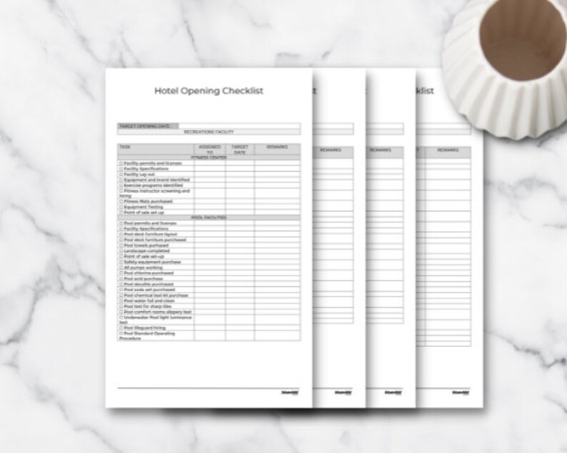 Hotel Preopening Checklist Printable Hotel Opening Etsy