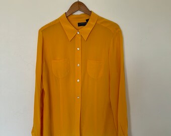 Vintage Silk Blouse | Vintage Clothes | Button down Top | Yellow Vintage Top