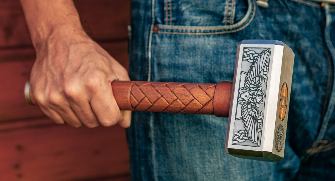 Viking Thor Hammer Custom Hand Engraved Carbon Steel Etsy