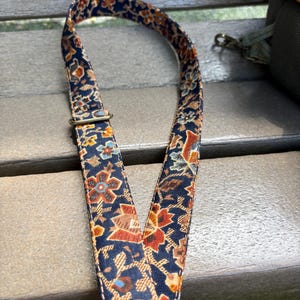 Floral Cotton canvas Adjustable Crossbody Strap, Antique Bronze Hooks