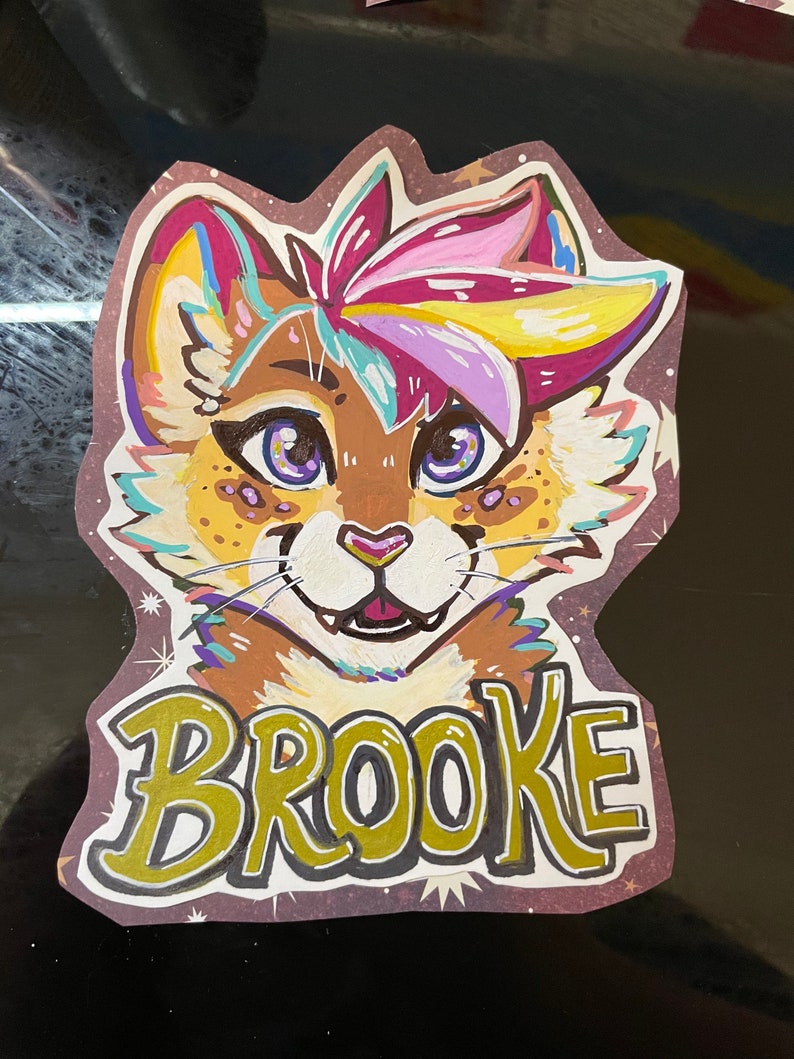 Made to Order: Posca Painted Furry Badge - Etsy