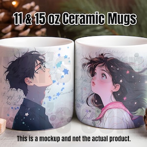 80&#39;s Nostalgic Anime Mug, Couple Anime Coffee Cup, Anime Manga Tea Mug - 11oz, 15oz