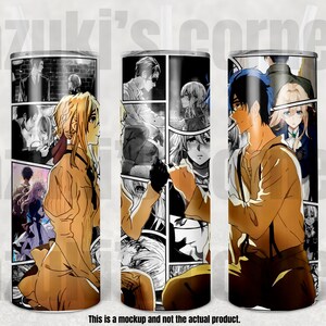 Anime Tumbler, Anime Cup, Manga Panel Tumbler, Manga Shounen Tumbler - 20oz, 25oz Frosted Clear Bamboo Lid #88