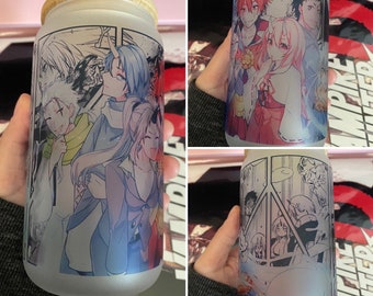Anime Tumbler, Anime Glass Cup, Manga Panel Tumbler - Soda Can Bamboo Lid Clear 16oz #52