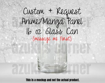 CUSTOM / REQUEST Anime Glass Cup, Anime Cup, Manga Panel Libbey Can Cup, Manga Tumbler - 16 oz