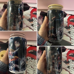 Anime Tumbler, Anime Glass Cup, Manga Panel Tumbler - Soda Can Bamboo Lid Clear 16oz #51