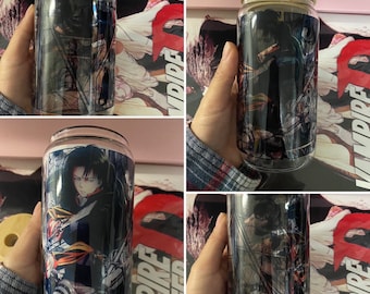 Anime Tumbler, Anime Glass Cup, Manga Panel Tumbler - Soda Can Bamboo Lid Clear 16oz #51