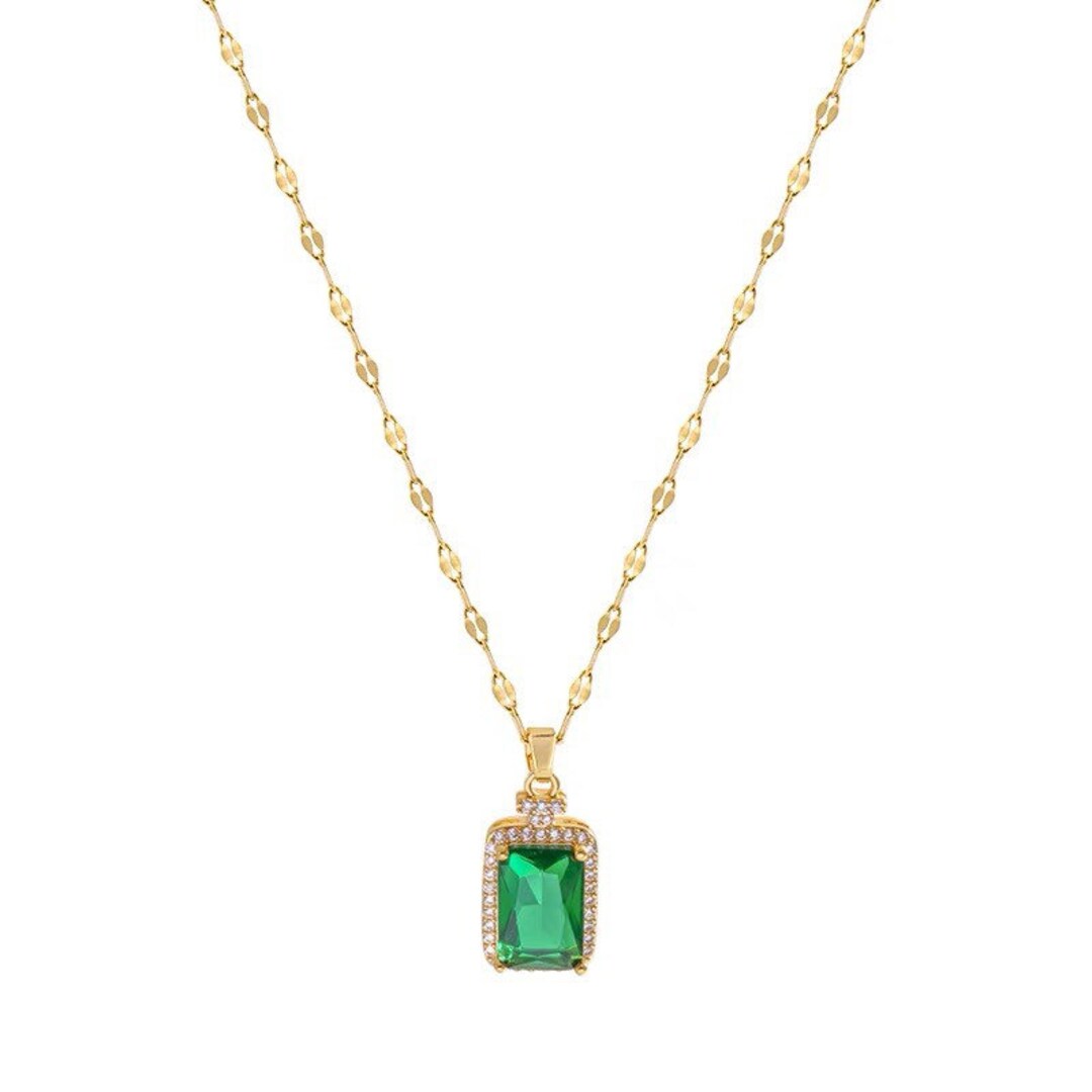 Stunning 18K Gold Plated Emerald Birthstone Necklace - Etsy