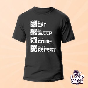 Eet Slaap Anime Repeat Cartoon Volwassenen T-Shirt Nieuwigheid Kerstcadeau Cadeau